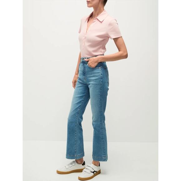 VERONICA BEARD Kearney Button Down Tee in Pink Clay Size Small - Picture 2 of 8